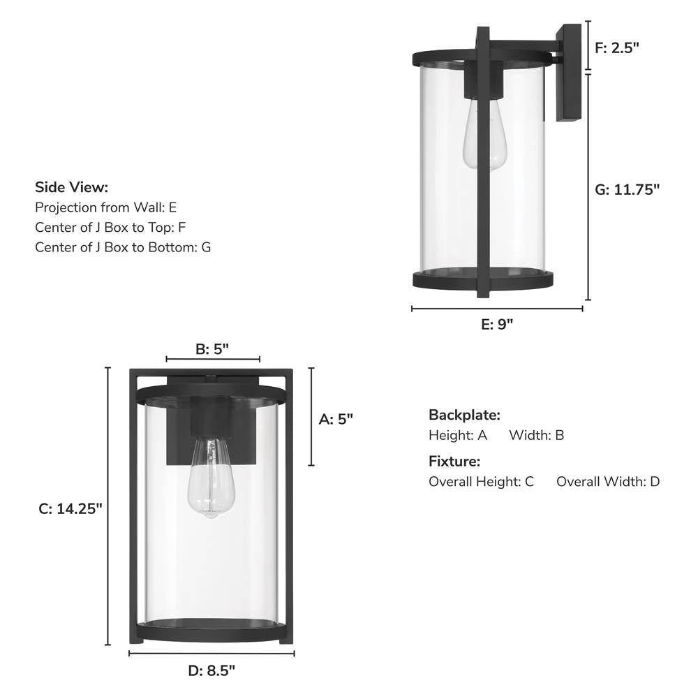 Hunter 46067 Matte Black Astwood Outdoor 1 Light Medium Wall Light Black Image 5