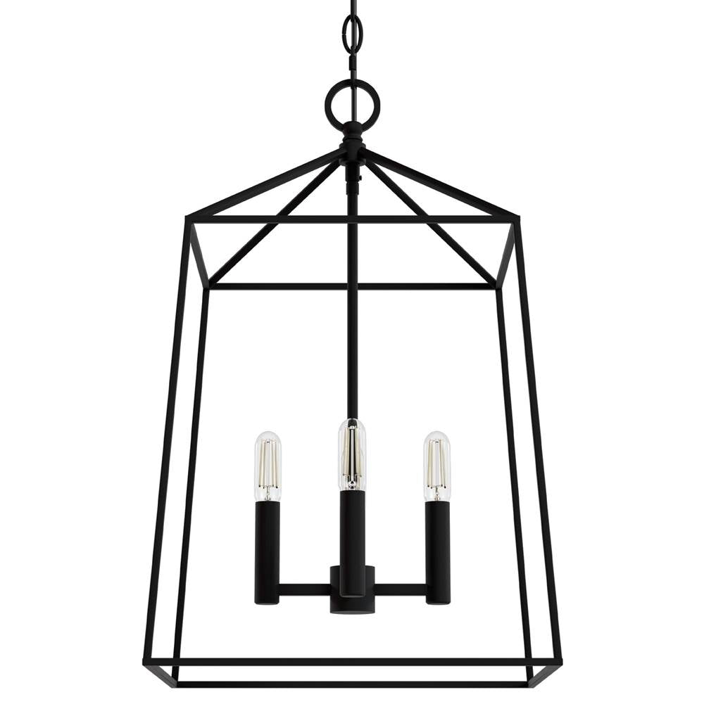 Hunter 13095 Flat Matte Black Hunter Fair Oaks Flat Matte Black 4 Light Pendant Ceiling Light Fixture Image 1