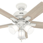 Hunter 52350 Matte White 44 Inch Crystal Peak Matte White Ceiling Fan With Led Light Kit And Pull Chain Image 2