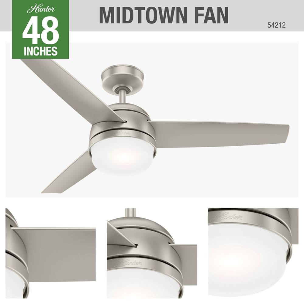 Hunter 54212 Matte Nickel 48'' Midtown Matte Nickel Image 1