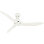 Hunter 52830 Matte White 52 Inch Mazzini Energy Star Matte White Damp Rated Ceiling Fan And Handheld Remote Image 1
