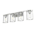 Hunter 48010 Brushed Nickel Astwood Brushed Nickel With Clear Glass 4 Light Vanity Wall Light Fixture Image 1