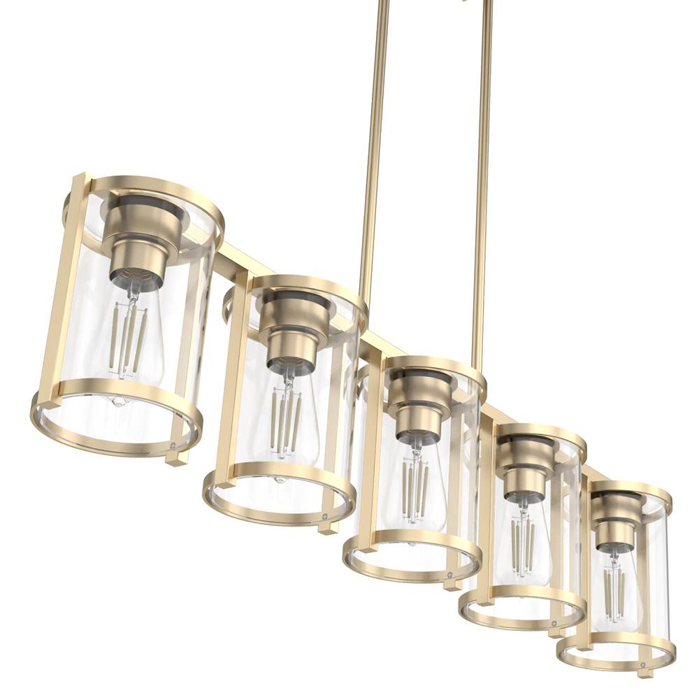Hunter 48014 Alturas Gold Astwood Alturas Gold With Clear Glass 5 Light Chandelier Ceiling Light Fixture Image 9