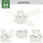 Hunter 59334 Fresh White 44 Inch Dempsey Lp Fresh White Image 7