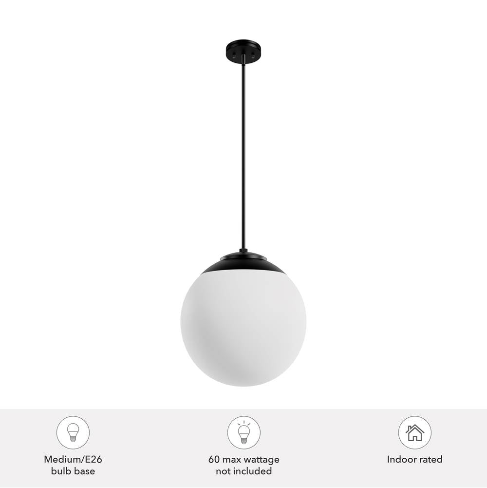 Hunter 19852 Matte Black Hepburn Matte Black With Cased White Glass 3 Light Pendant Ceiling Light Fixture Image 3