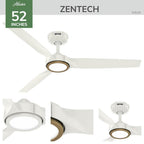 Hunter 53519 Fresh White Zentech 3 Blade Indoor/outoor Smart Fan 52in - Fresh White Image 4