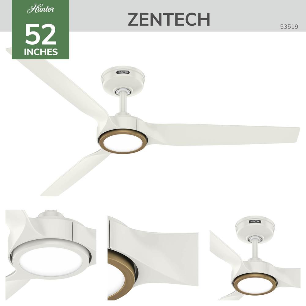 Hunter 53519 Fresh White Zentech 3 Blade Indoor/outoor Smart Fan 52in - Fresh White Image 4
