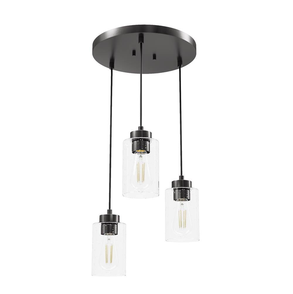 Hunter 13064 Noble Bronze Hartland Noble Bronze With Seeded Glass 3 Light Cluster Ceiling Light Fixture Image 1