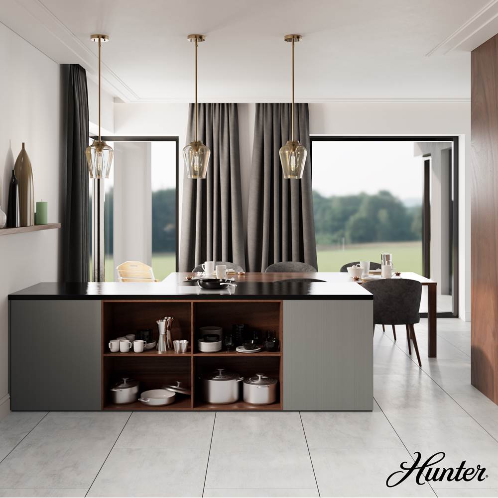Hunter 45235 Alturas Gold Vidria Alturas Gold With Amber Iridescent Glass 1 Light Pendant Ceiling Light Fixture Image 5