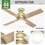 Hunter 52313 Modern Brass 44'' Hepburn - Modern Brass Image 6