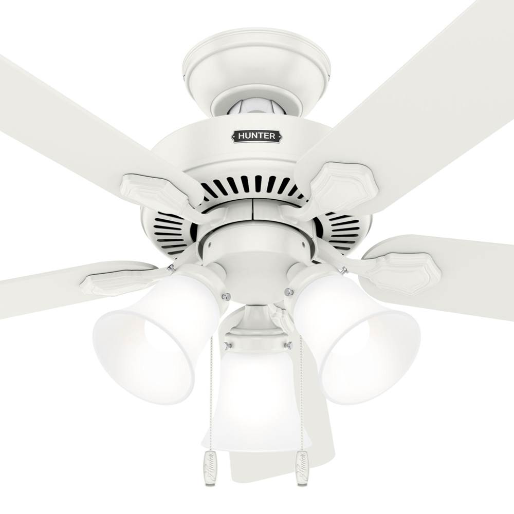 Hunter 52777 Fresh White Hunter 44 Inch Swanson Fresh White Ceiling Fan With Led Light Kit And Pull Chain Image 6