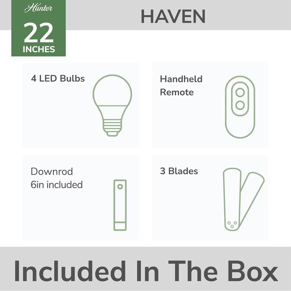 Hunter 50105 Matte Black 22 In Haven Fandelier - Matte Black Image 3