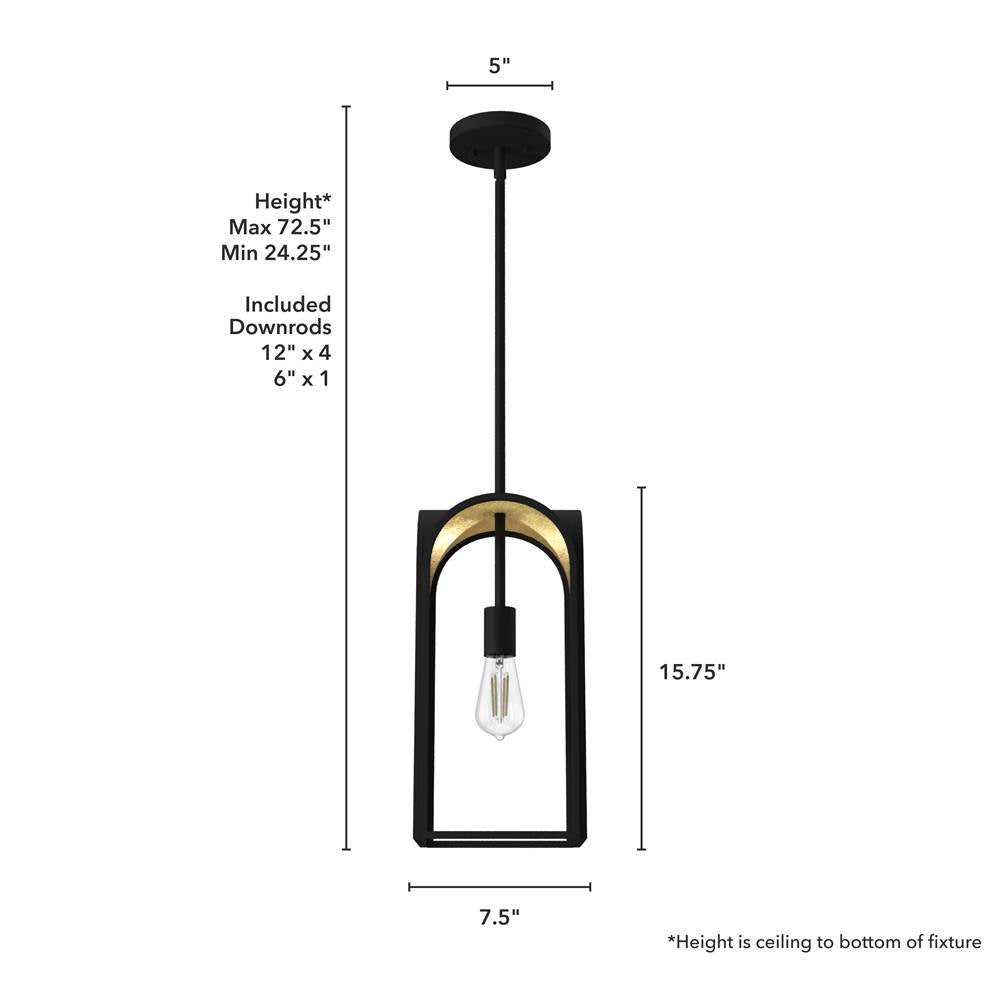 Hunter 19737 Natural Iron Hunter Dukestown Natural Iron And Gold Leaf 1 Light Pendant Ceiling Light Fixture Image 3