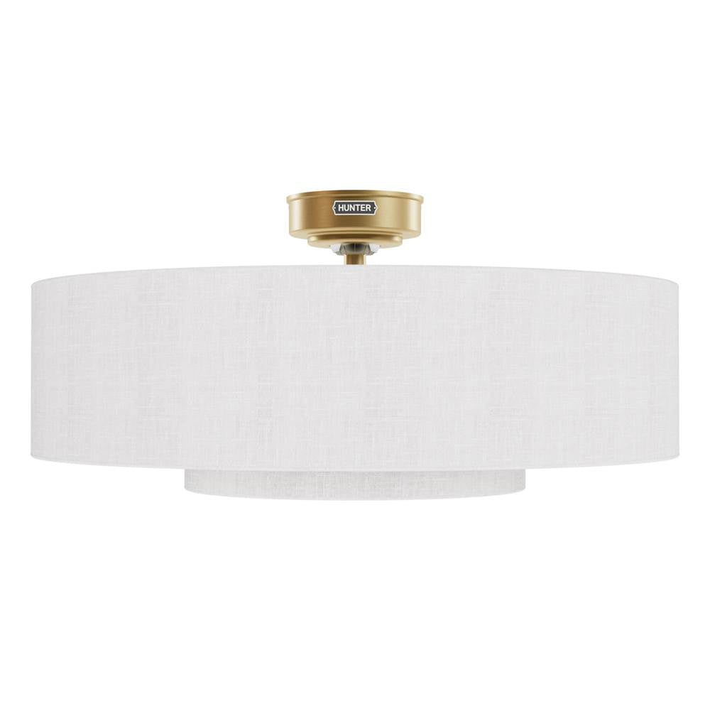 Hunter Brookside 30 Inch Brookside Luxe Gold Ceiling Fan With Led Light Kit And Handheld Remote