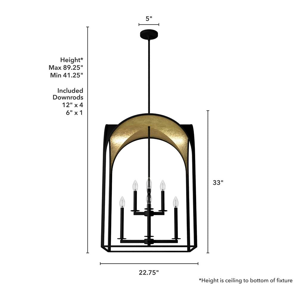 Hunter 19735 Natural Iron Hunter Dukestown Natural Iron And Gold Leaf 8 Light Pendant Ceiling Light Fixture Image 3