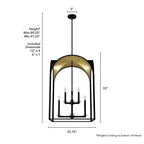 Hunter 19735 Natural Iron Hunter Dukestown Natural Iron And Gold Leaf 8 Light Pendant Ceiling Light Fixture Image 3