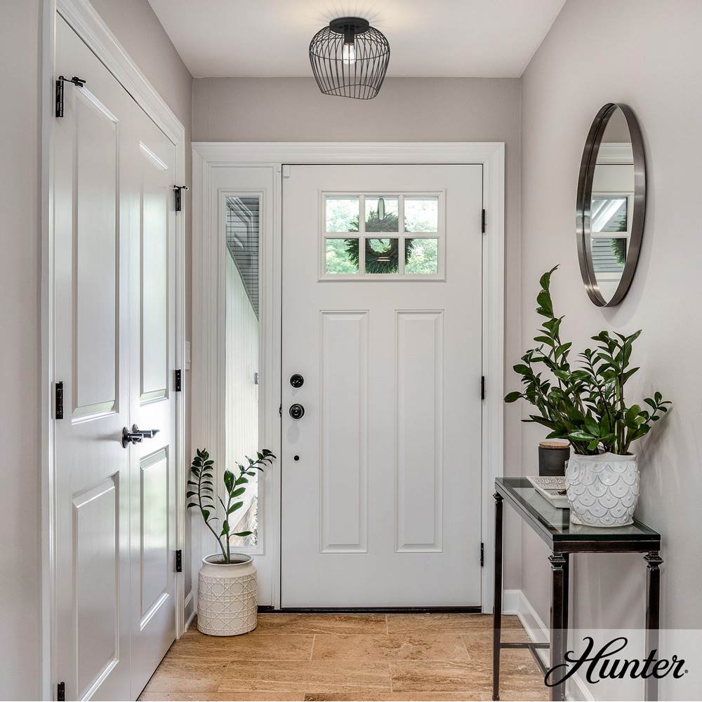 Hunter Redding Hunter Redding Matte Black 1 Light Medium Flush Mount Ceiling Light Fixture