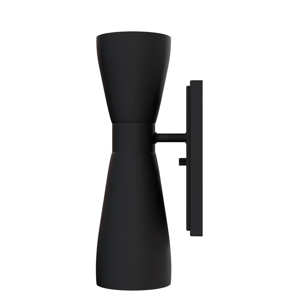 Hunter 19826 Flat Matte Black Hunter Zola Flat Matte Black 2 Light Sconce Wall Light Fixture Image 6
