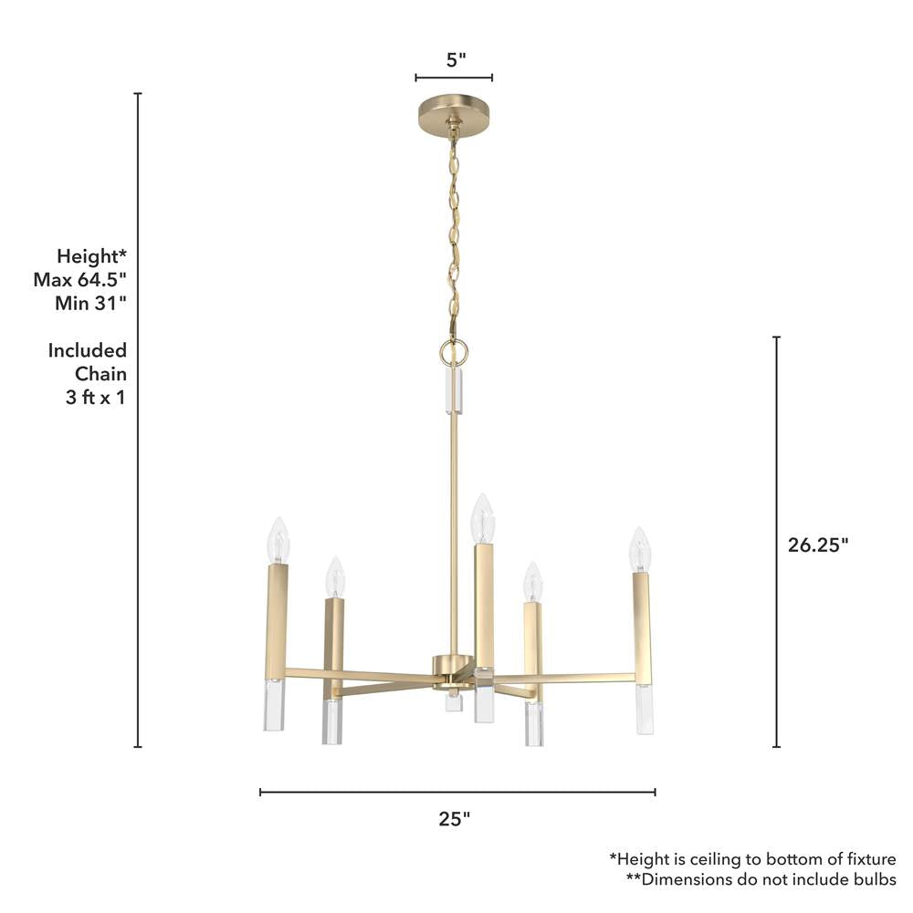 Hunter 19523 Palm Gold Hunter Sunjai Palm Gold 5 Light Chandelier Ceiling Light Fixture Image 4