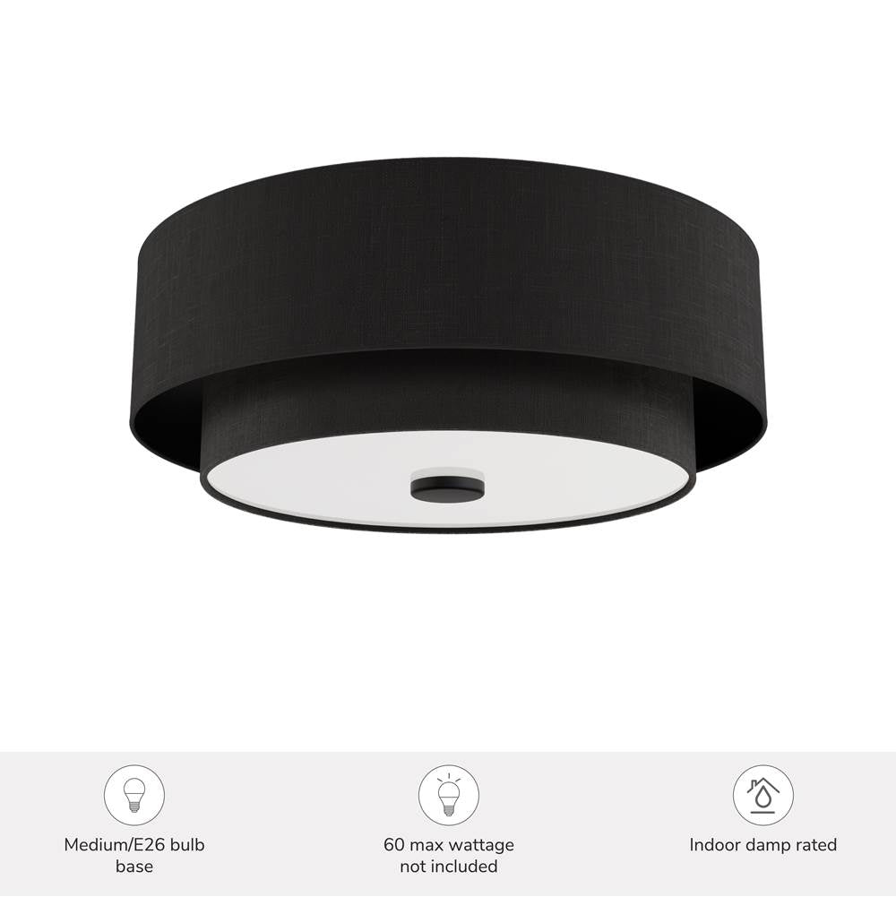 Hunter 48123 Matte Black Brookside 2 Light Medium Flush Black Image 4