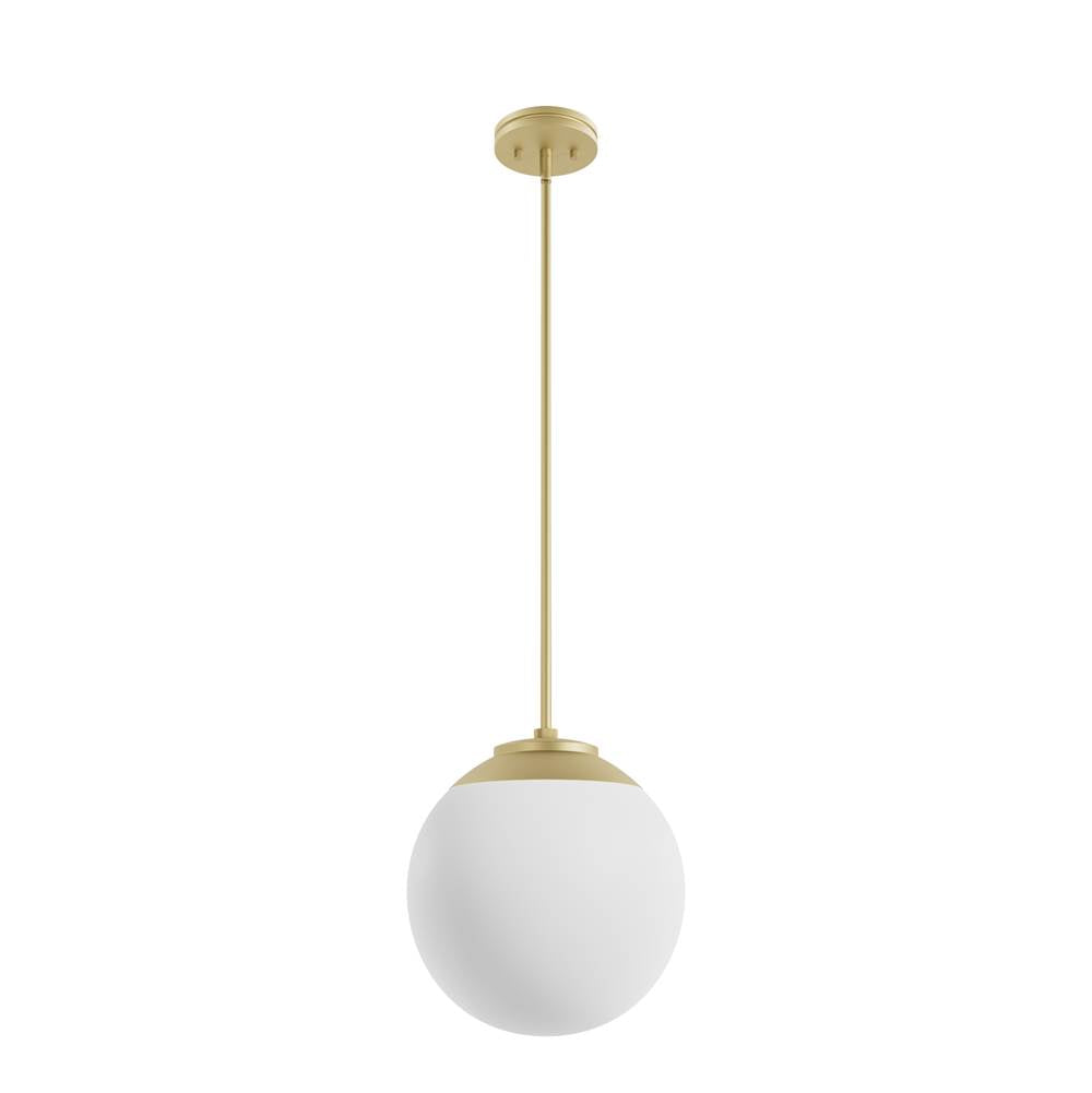 Hunter 19847 Painted Modern Brass Hepburn Painted Modern Brass With Cased White Glass 1 Light Pendant Ceiling Light Fixture Image 1