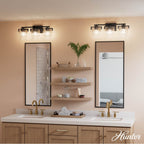 Hunter 13155 Matte Black Ontario Matte Black With Clear Glass 3 Light Bathroom Vanity Wall Light Fixture Image 3