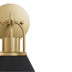 Hunter 13166 Matte Black Carrington Isle Matte Black And Luxe Gold 1 Light Sconce Wall Light Fixture Image 2
