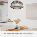 Hunter 13219 Sable Rattan Hunter Brookhollow Sable Rattan And Sable 4 Light Pendant Ceiling Light Fixture Image 2