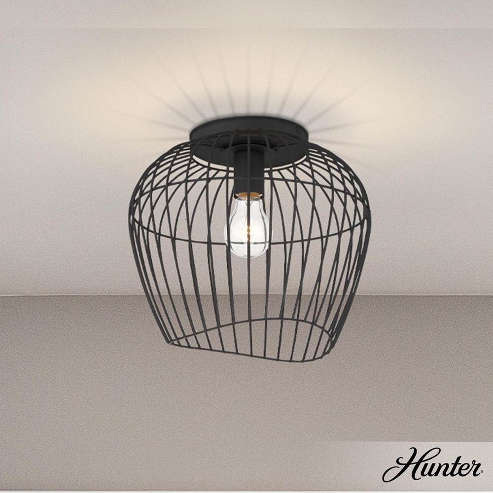 Hunter 48239 Matte Black Hunter Redding Matte Black 1 Light Medium Flush Mount Ceiling Light Fixture Image 7