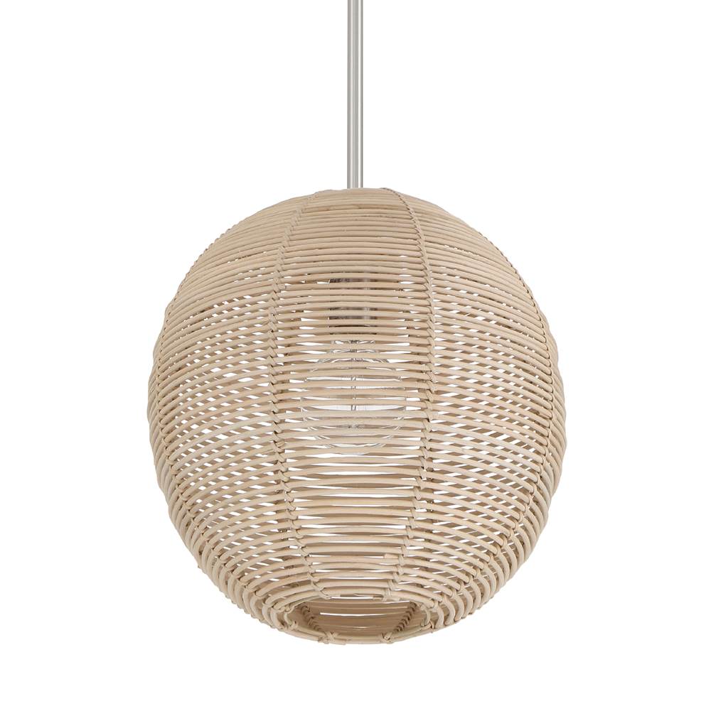 Hunter 48086 Brushed Nickel Berkeley Brushed Nickel 1 Light Medium Pendant Ceiling Light Fixture Image 1