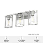 Hunter 48007 Brushed Nickel Astwood Brushed Nickel With Clear Glass 3 Light Vanity Wall Light Fixture Image 2