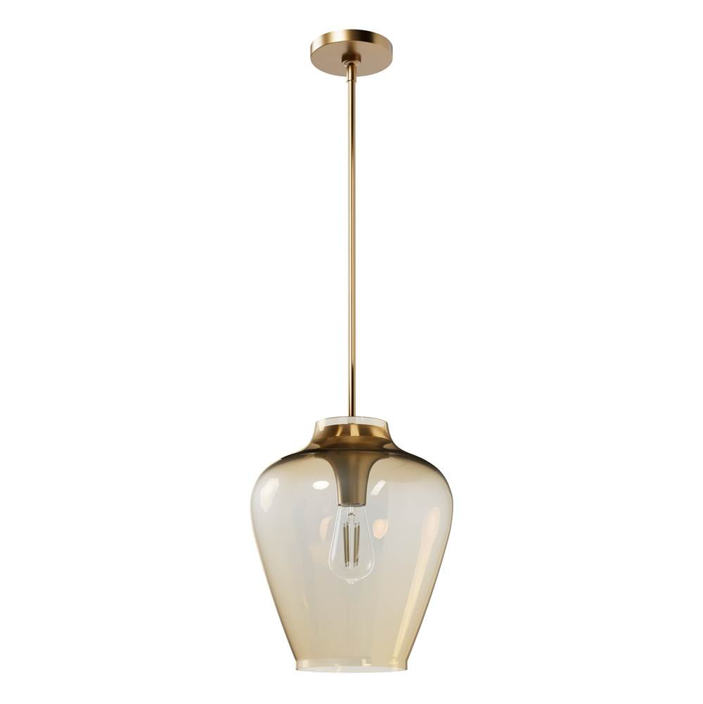 Hunter 45236 Alturas Gold Vidria Alturas Gold With Amber Iridescent Glass 1 Light Pendant Ceiling Light Fixture Image 1