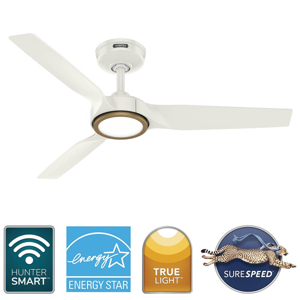 Hunter  Zentech 3 Blade Indoor/outdoor Smart Fan 44in - Fresh White