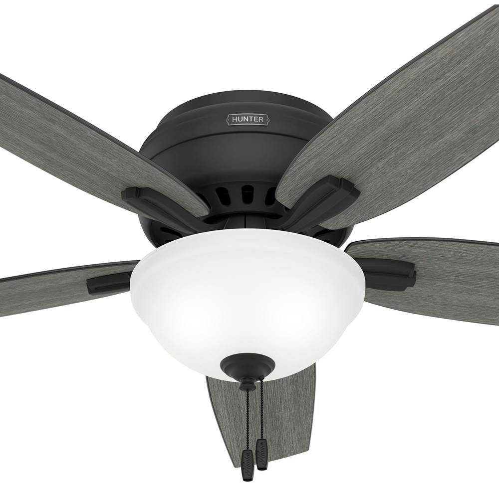 Hunter 52396 Matte Black 52 Inch Newsome Matte Black Low Profile Ceiling Fan With Led Light Kit And Pull Chain Image 2