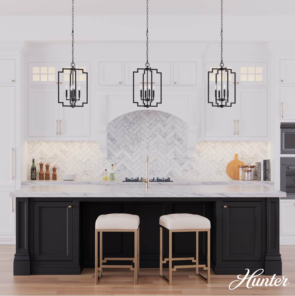 Hunter 45240 Matte Black Zoanne Matte Black 4 Light Pendant Ceiling Light Fixture Image 5