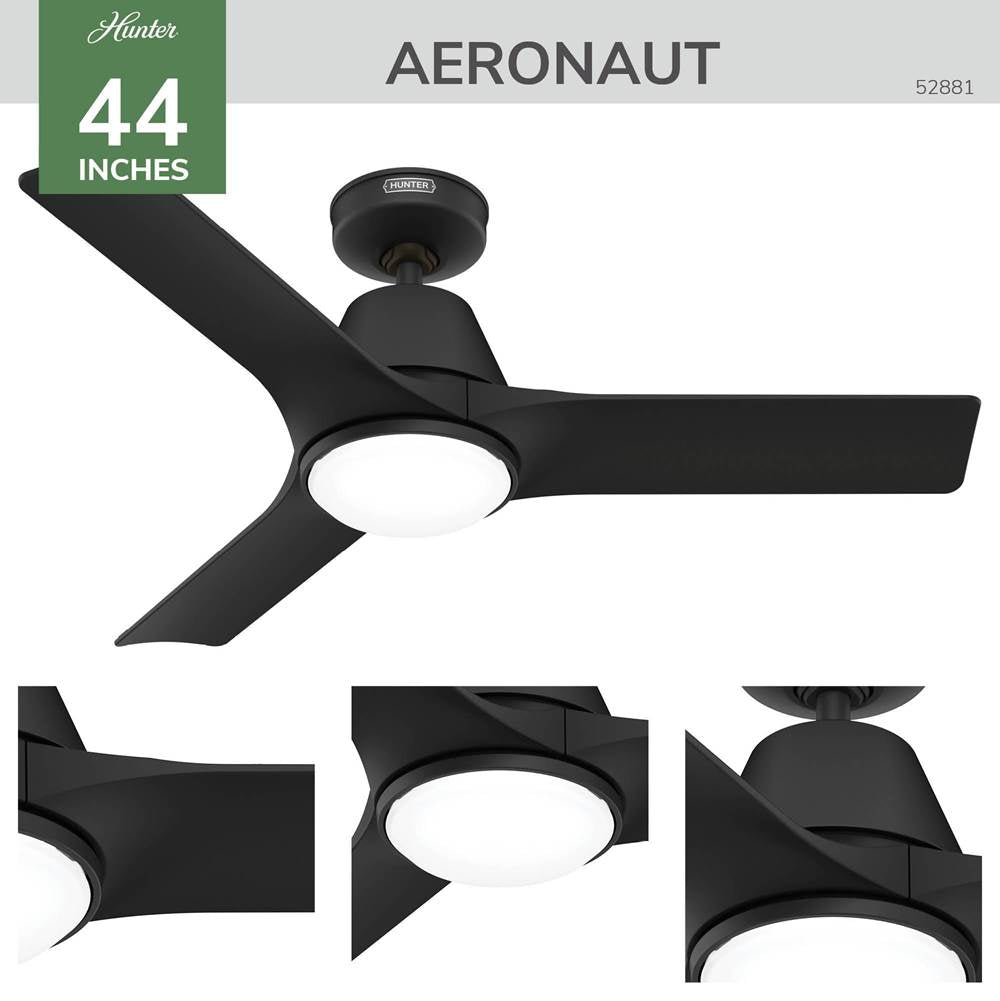 Hunter 52881 Matte Black 44 In Aeronaut - Matte Black Image 6