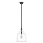 Hunter 19655 Noble Bronze Dunshire Bell Clear Seeded Glass 1 Light 12 Inch Medium Pendant Image 1
