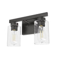 Hunter 13076 Noble Bronze Hartland Noble Bronze With Seeded Glass 2 Light Vanity Wall Light Fixture Image 1