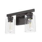 Hunter 13076 Noble Bronze Hartland Noble Bronze With Seeded Glass 2 Light Vanity Wall Light Fixture Image 1