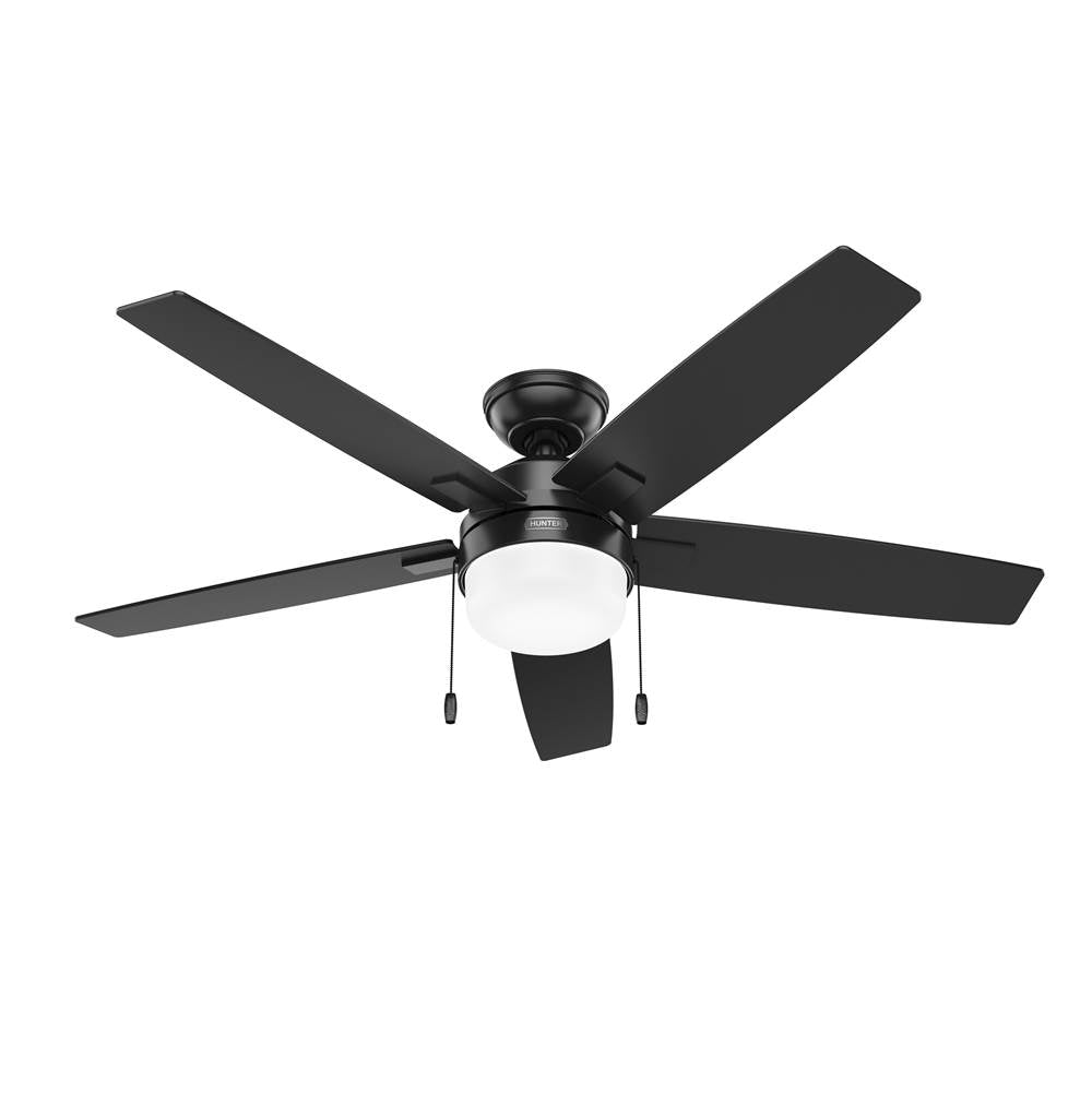 Hunter 52776 Matte Black 52 Inch Anisten Matte Black Ceiling Fan With Led Light Kit And Pull Chain Image 1