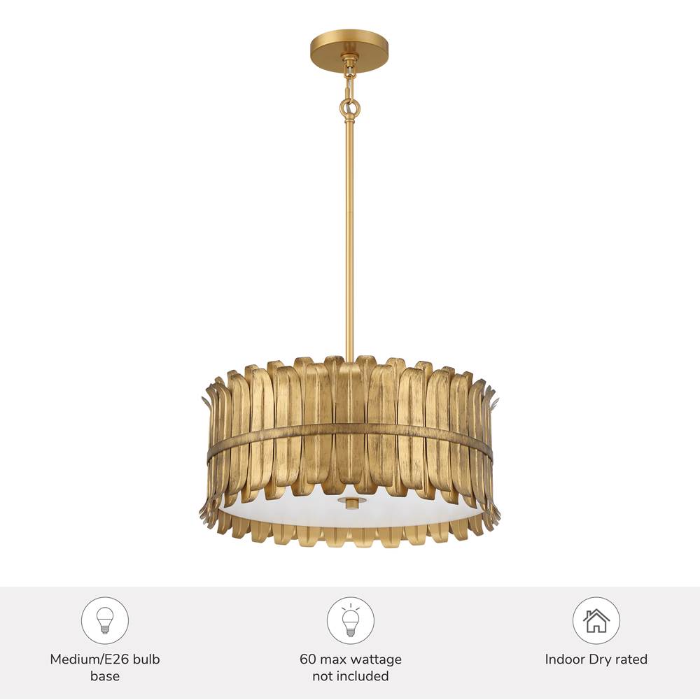 Hunter 48259 Brushed Luxe Gold Valdaz 3 Light Large Pendant Gold Image 3