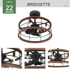 Hunter 50107 Matte Black 22 In Bridgette Fandelier - Matte Black Image 6
