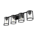 Hunter 48009 Matte Black Astwood Matte Black With Clear Glass 4 Light Vanity Wall Light Fixture Image 7