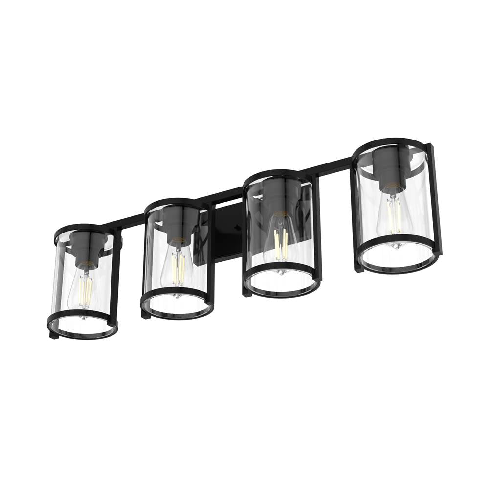 Hunter 48009 Matte Black Astwood Matte Black With Clear Glass 4 Light Vanity Wall Light Fixture Image 7