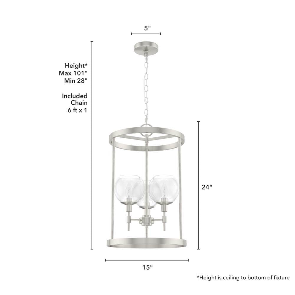 Hunter 19750 Brushed Nickel Xidane 3 Light 15 Inch Foyer Image 2