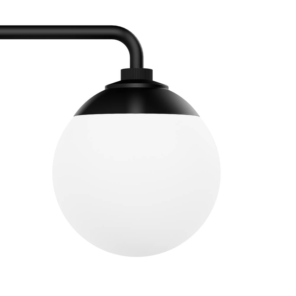 Hunter Hepburn Matte Black With Cased White Glass 4 Light Bathroom Vanity Wall Light Fixture