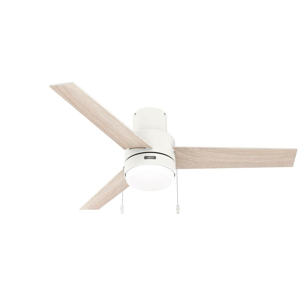 Hunter 51972 Matte White 52 Inch Brunner Matte White Low Profile Ceiling Fan With Led Light Kit And Pull Chain Image 1
