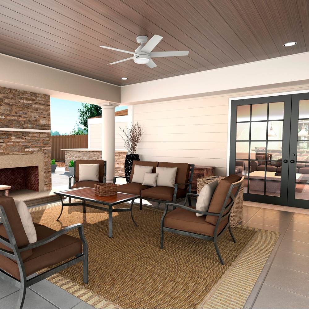 Hunter 52611 Matte White Hunter 52 Inch Skyflow Matte White Weathermax Indoor / Outdoor Ceiling Fan With Led Light Kit And Wall Control Image 2