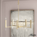 Hunter 19523 Palm Gold Hunter Sunjai Palm Gold 5 Light Chandelier Ceiling Light Fixture Image 5