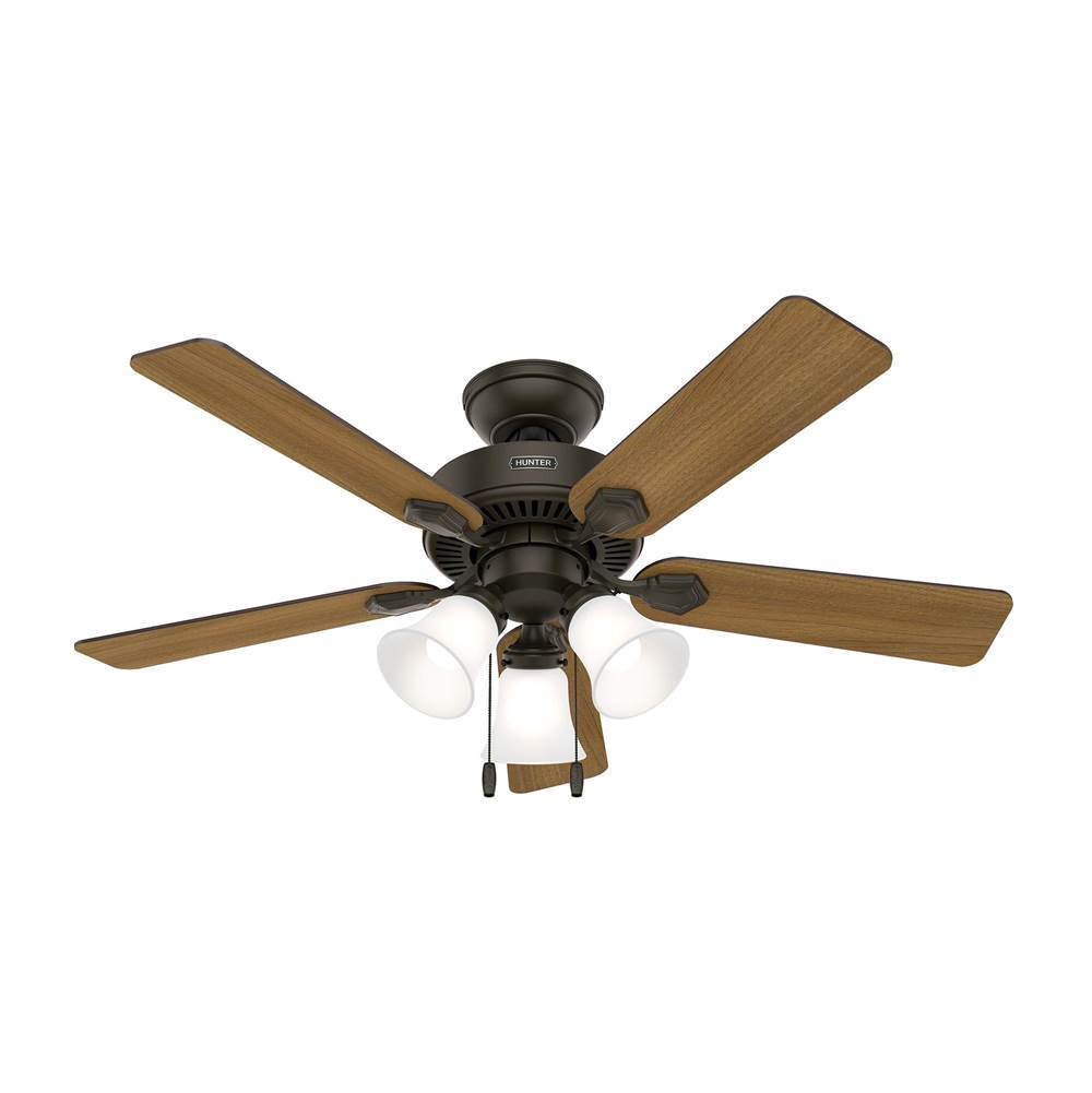Hunter 52781 New Bronze Hunter 44 Inch Swanson New Bronze Ceiling Fan With Led Light Kit And Pull Chain Image 1